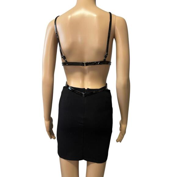 Chic Black PVC Two-Piece Set with Lacing Details - Picture 5 of 7